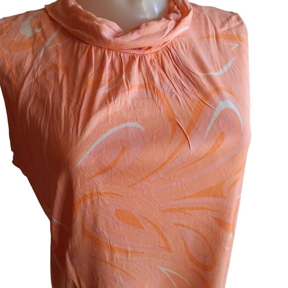 1OF1 Women's Large Vintage Dress 1960's Sleeveless Orange Abstract Swirl - Picture 2 of 8